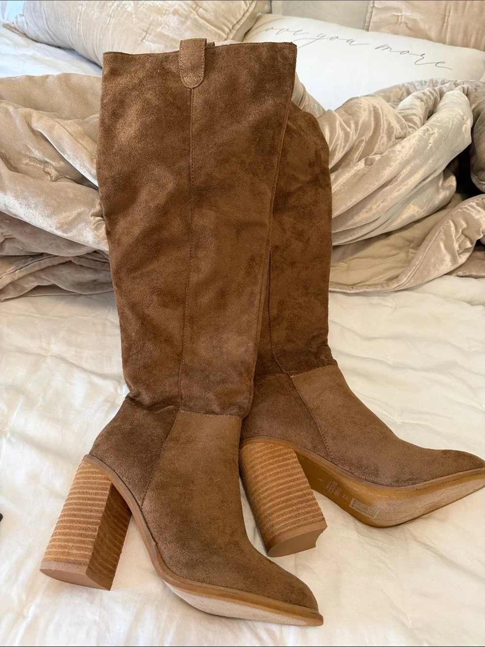 NEW Over-the-Knee Suede Boot in Warm Brown — Women's Block Heel Knee Boot